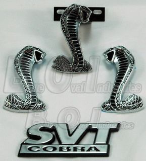 Mustang Cobra Snake Fender 4 Piece Grille SVT Emblems Black & Chrome