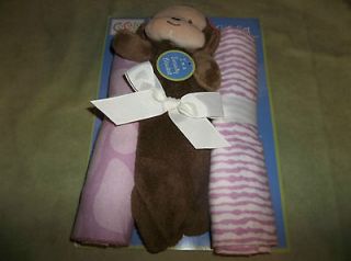 Cocalo Jancana Gift Set Security Blankie Monkey & 2 Receiving Blankets