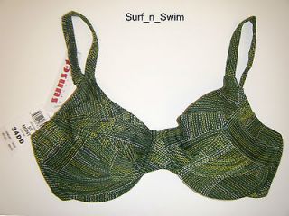 SUNSETS SEPARATE swimsuit D DD E cup tops Montage green & yellow