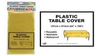YELLOW   Plastic Table Cloth 1.4x2.7m, great for partys, birthdays