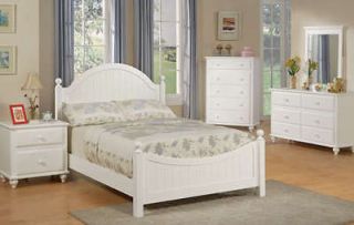 4Pcs Twin or Full Girl Kid Youth Bedroom Set in a White Finish, Hard