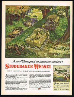 1944 Studebaker Car Company WWII Weasel U.S Army M 29 Vintage Print Ad
