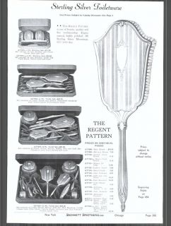 1940 AD Sterling Silver Regent Monterey Pattern Hair Brush Dresser