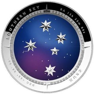 2012 Crux Southern Sky $5 1OZ Silver Proof Colour Printed Domed Coin
