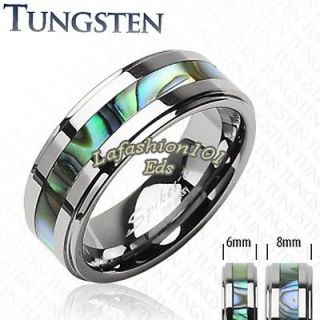 Colorful Tungsten Carbide Men/Women Wedding Ring W/ Abalone Inlay