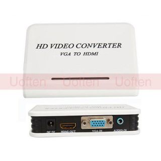 New Audio VGA to HDMI HD HDTV Video Converter Box Adapter 1080P White