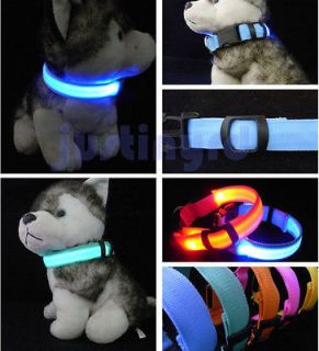 LED Nylon Pet Dog Night Safety Collar LED Light up Flashing Glow S M L