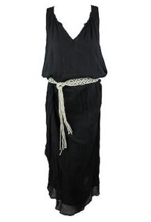 Graham & Spencer Womens Black Cheesecloth Belted Maxi Dress XS $305