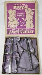 of 2 Boxed Pennsylvania Dutch Boy Girl Cooky Cutters Cookie Cutters