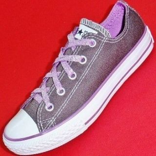 NEW Girls Youths Dark Gray/Purple Sparkle CONVERSE Chuck Taylor ALL