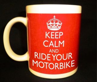 KEEP CALM AND RIDE YOUR MOTORBIKE GIFT MUG CUP CARRY ON COOL BRITANNIA