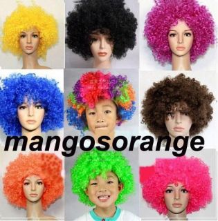 Curly Afro Wig Disco Clown Costume Accessory 14 Colours