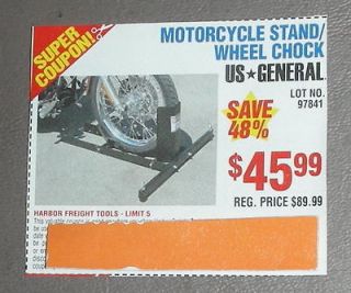 TOOLS US GENERAL MOTORCYCLE STAND WHEEL CHOCK $44 COUPON EXP 4/4