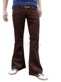 NEW cords FLARES Brown mens bell bottoms hippy vtg indie trousers 30