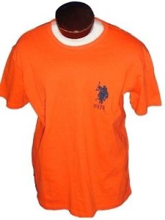 NEW US POLO ASSN T Shirt Mens L LG Large Orange w/Navy Pony NWT