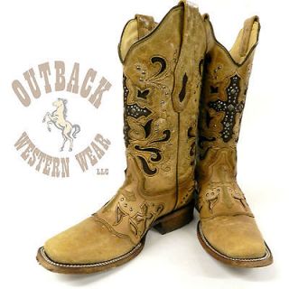 Corral Ladies Antique Saddle Metal Cross Boots C1167
