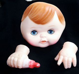 Plastic Vinyl Craft Doll sets: Face eyes move Half Heads Boy Girl
