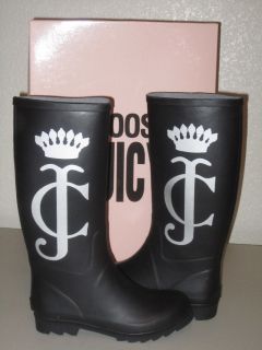 NIB Juicy Couture SLICK 2 Rain Boots with Crown Logo in Black