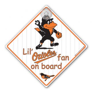 Baltimore Orioles Fan Car Window Baby on Board Sign Infant