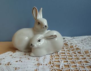 HANDMADE HANDPAINTED HANDCRAFT Porcelain Figurine couple of rabbit
