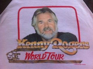 Vtg 80s KENNY ROGERS Raglan T SHIRT 1985 World Tour 50/50 STEDMAN TAG