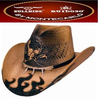 Montecarlo Bullhide Hats Western Toyo Straw Skull Cowboy Hat NWT