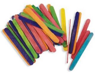 100 CHENILLE WOOD CRAFT STICKS 4.5 BY 3/8 POPSICLE HOBBY SCHOOL ART