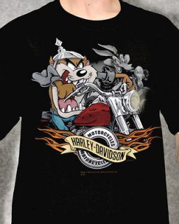 Harley Davidso n Mens Taz & Wile E. Coyote Short Sleeve Biker T Shirt