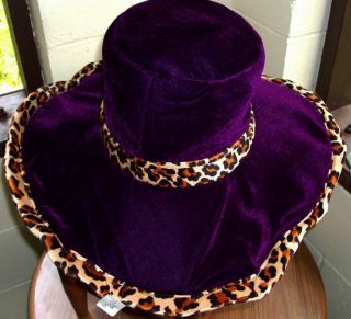 Outrageous Crazy Good Quality 70s Purple Velvet Pimp Hat w/Leopard