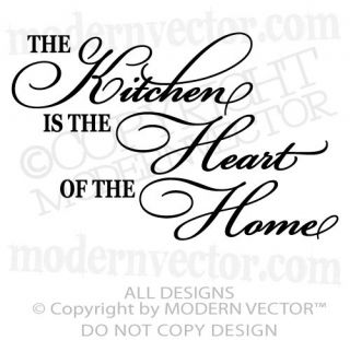 Heart of the Home Quote Vinyl Wall Decal Kitchen Breakfast Nook Decor