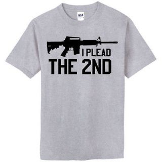 Plead the 2nd T Shirt   Sizes Small   4X   Pro Gun AR 15 M 16 GREY