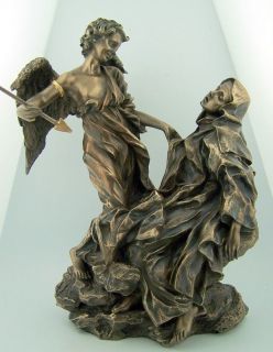 Bronze Ecstacy Of Saint St. Theresa Religious Statue