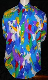 Vintage Cutting Edge By Kenny Rogers Mens Paint Splash Shirt Very Rare