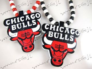 Mix Chicago Bulls Pendant Beaded Chain Wood Beads Rosary Necklaces