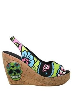 TOO FAST DAY OF THE DEAD WEDGE WOMEN US SIZE 7