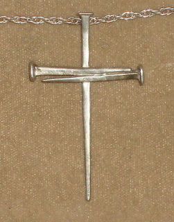 Sterling Silver Mark Hall Nail Cross Pendant and Sterling Silver Chain