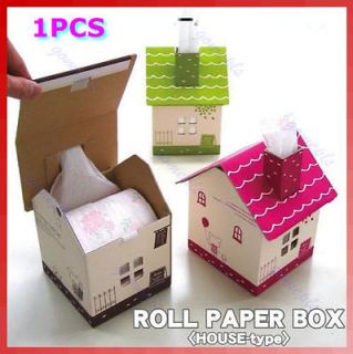 House type Folding Tissue Roll Paper Case Box Cover Holder Gift