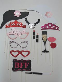 PHOTO BOOTH PROPS GIRLS PACK LIPSTICK CROWNS HATS ON A STICK WEDDINGS