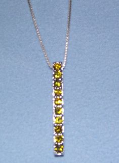 Solid Sterling Silver Necklace Cubic Zirconia Tennis Pendant Peridot $