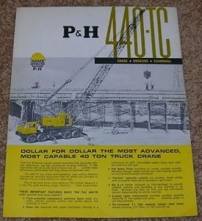 Vintage P&H 440 TC Crane Dragline Clamshell Dealer Sales Brochure 40