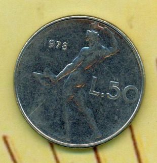 1978 L.50 R Lire Republica Italia, Italy, Italian, coin, old currency