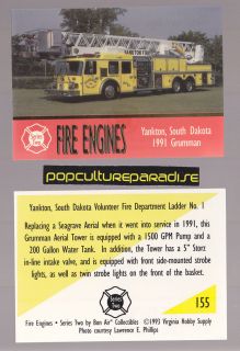 1991 GRUMMAN AERIAL TOWER FIRE TRUCK ENGINE CARD Yankton, South Dakota