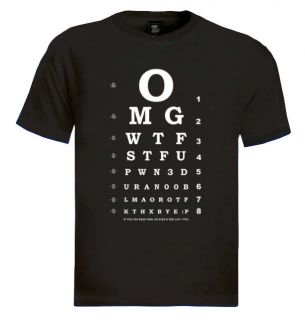 Eye Vision Exam Chart T Shirt Geek gamer nerd hacker