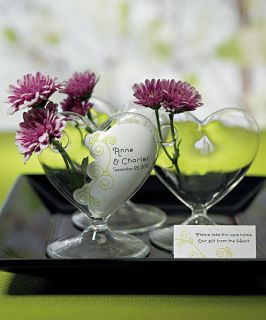 Reception Table Favor Decoration 8 Blown Glass Heart Centerpiece Vases