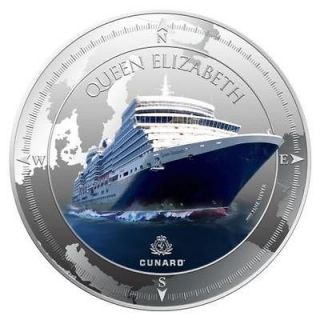 Niue 2013 Cunard Lines   Queen Elizabeth Proof 1oz .999 Silver Coin