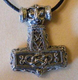 Viking Mjolnir Thors Hammer Pewter Pendant Necklace   Viking God