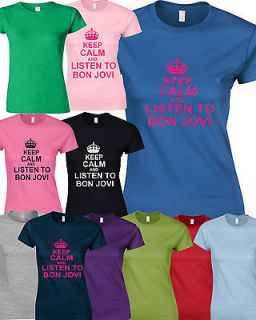and Listen Bon Jovi T Shirt   Custom Ladies Fit Tee Tshirt   S XXL