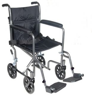 Drive Steel Transport Wheelchair w/ Swing Away Footrests Silver 250lb