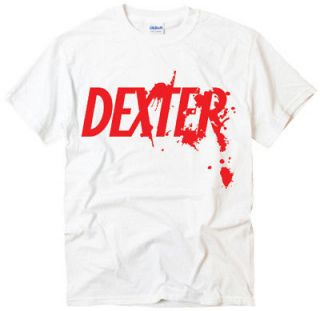 DEXTER logo MORGAN Serial Killer TV show white t shirt