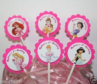 Personalized Princess Cupcake Party Toppers Picks   Custom